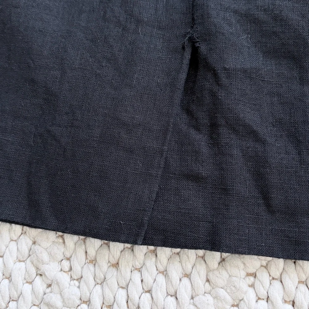 J CREW Black Linen Sidewalk Skirt Elastic Waist Pull On Womens SMALL EUC